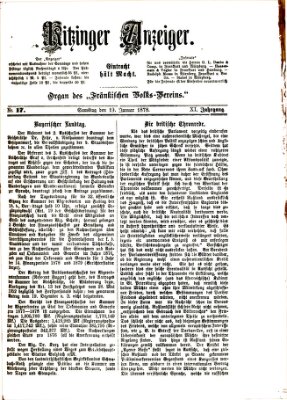 Kitzinger Anzeiger Samstag 19. Januar 1878