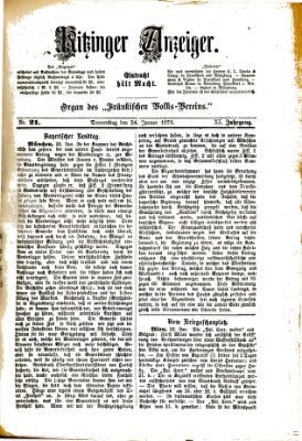 Kitzinger Anzeiger Donnerstag 24. Januar 1878