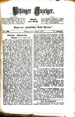 Kitzinger Anzeiger Montag 11. Februar 1878