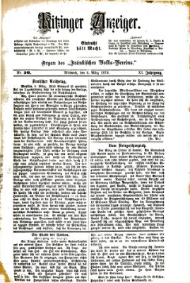 Kitzinger Anzeiger Mittwoch 6. März 1878