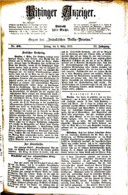 Kitzinger Anzeiger Freitag 8. März 1878