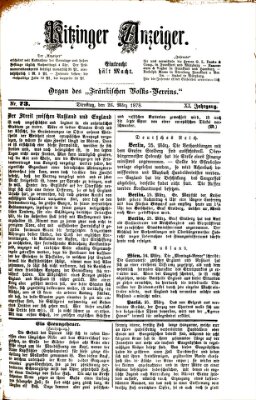 Kitzinger Anzeiger Dienstag 26. März 1878