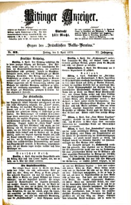 Kitzinger Anzeiger Freitag 5. April 1878