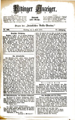 Kitzinger Anzeiger Samstag 6. April 1878