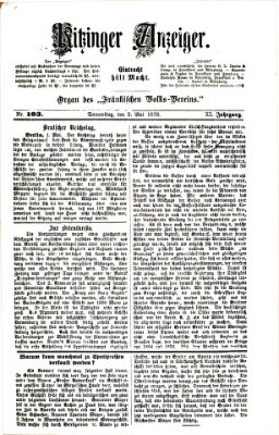 Kitzinger Anzeiger Donnerstag 2. Mai 1878