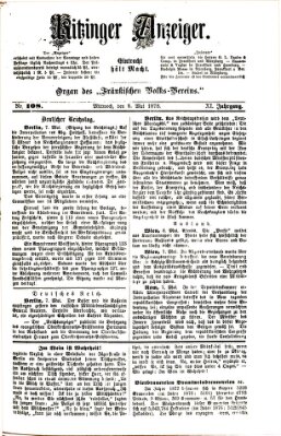 Kitzinger Anzeiger Mittwoch 8. Mai 1878