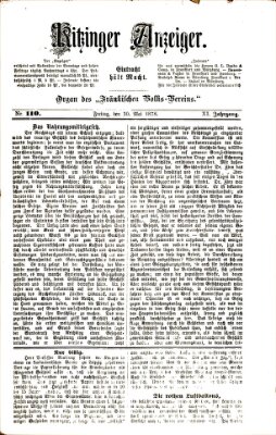 Kitzinger Anzeiger Freitag 10. Mai 1878