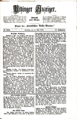 Kitzinger Anzeiger Samstag 11. Mai 1878