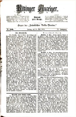 Kitzinger Anzeiger Freitag 17. Mai 1878