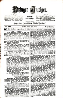 Kitzinger Anzeiger Samstag 8. Juni 1878