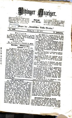 Kitzinger Anzeiger Montag 1. Juli 1878