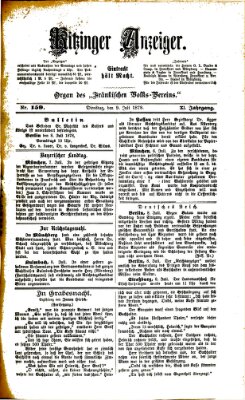 Kitzinger Anzeiger Dienstag 9. Juli 1878