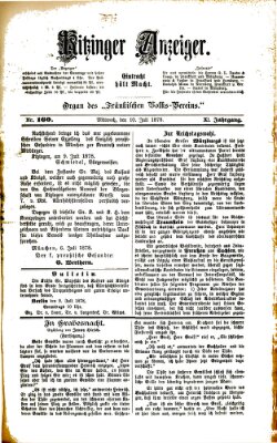 Kitzinger Anzeiger Mittwoch 10. Juli 1878