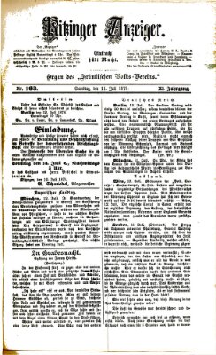 Kitzinger Anzeiger Samstag 13. Juli 1878