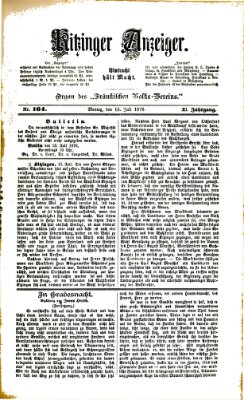 Kitzinger Anzeiger Montag 15. Juli 1878