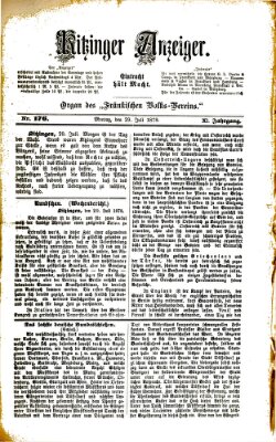 Kitzinger Anzeiger Montag 29. Juli 1878