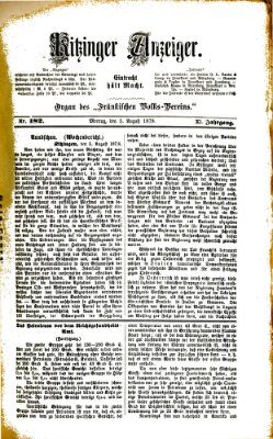 Kitzinger Anzeiger Montag 5. August 1878