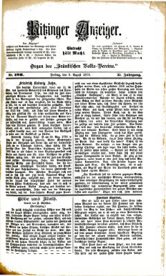 Kitzinger Anzeiger Freitag 9. August 1878