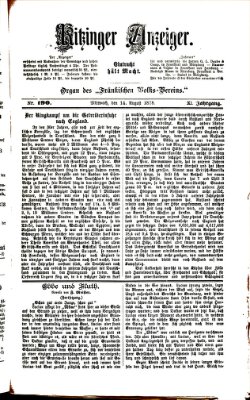 Kitzinger Anzeiger Mittwoch 14. August 1878