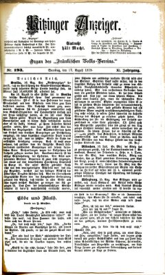 Kitzinger Anzeiger Samstag 17. August 1878