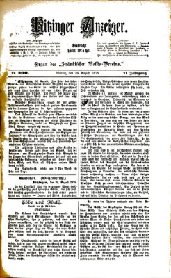 Kitzinger Anzeiger Montag 26. August 1878