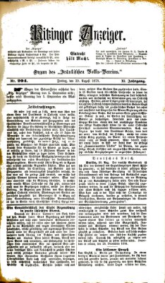 Kitzinger Anzeiger Freitag 30. August 1878