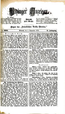 Kitzinger Anzeiger Mittwoch 4. September 1878