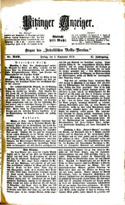 Kitzinger Anzeiger Freitag 6. September 1878