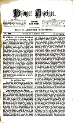 Kitzinger Anzeiger Samstag 7. September 1878