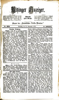 Kitzinger Anzeiger Dienstag 10. September 1878