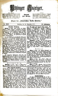 Kitzinger Anzeiger Samstag 14. September 1878