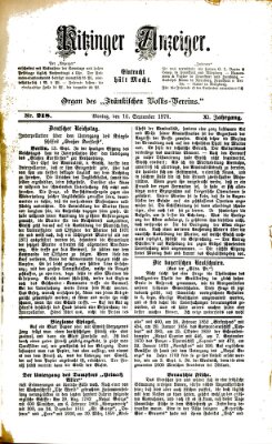 Kitzinger Anzeiger Montag 16. September 1878