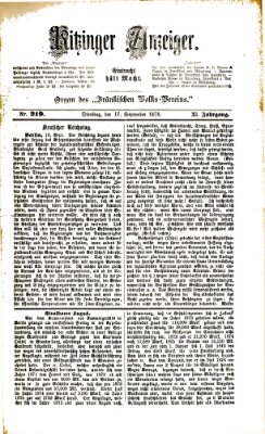 Kitzinger Anzeiger Dienstag 17. September 1878