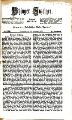 Kitzinger Anzeiger Donnerstag 19. September 1878