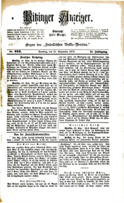 Kitzinger Anzeiger Samstag 21. September 1878