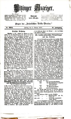 Kitzinger Anzeiger Freitag 4. Oktober 1878