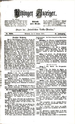 Kitzinger Anzeiger Mittwoch 9. Oktober 1878