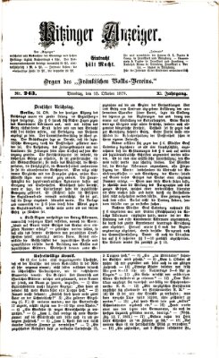 Kitzinger Anzeiger Dienstag 15. Oktober 1878