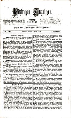 Kitzinger Anzeiger Mittwoch 16. Oktober 1878