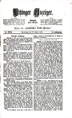 Kitzinger Anzeiger Donnerstag 17. Oktober 1878