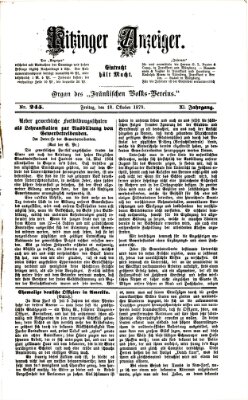 Kitzinger Anzeiger Freitag 18. Oktober 1878