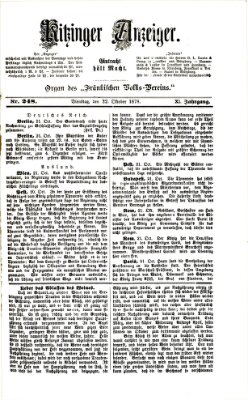 Kitzinger Anzeiger Dienstag 22. Oktober 1878