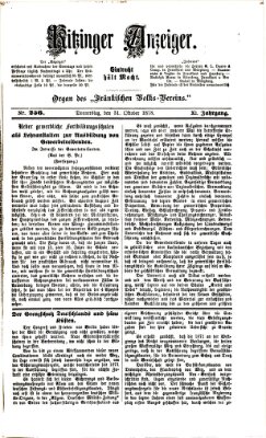 Kitzinger Anzeiger Donnerstag 31. Oktober 1878