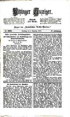 Kitzinger Anzeiger Dienstag 5. November 1878