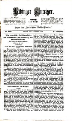 Kitzinger Anzeiger Mittwoch 6. November 1878