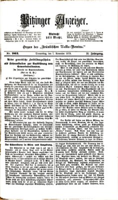 Kitzinger Anzeiger Donnerstag 7. November 1878