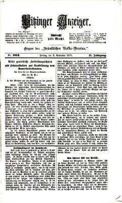 Kitzinger Anzeiger Freitag 8. November 1878