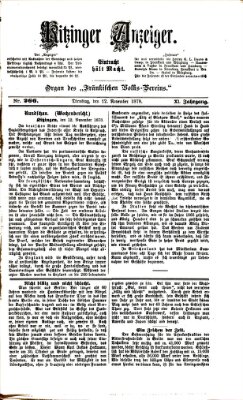 Kitzinger Anzeiger Dienstag 12. November 1878