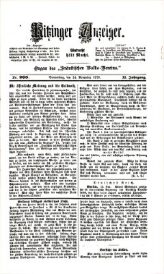 Kitzinger Anzeiger Donnerstag 14. November 1878