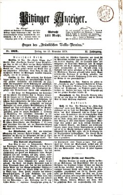 Kitzinger Anzeiger Freitag 15. November 1878